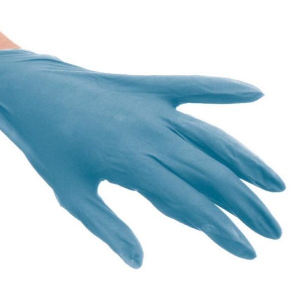 guanti in nitrile azzurro senza polvere taglia l